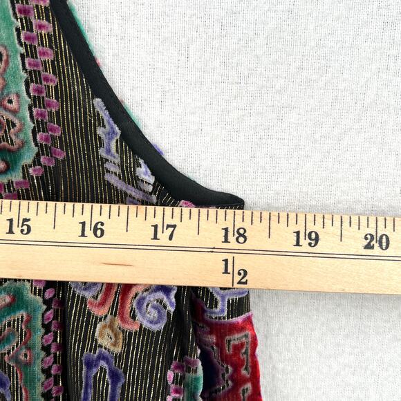 ANTHROPOLOGIE MOULINETTE SOEURS Velvet Burnout Dress Large Black Print Swing - Picture 16 of 16